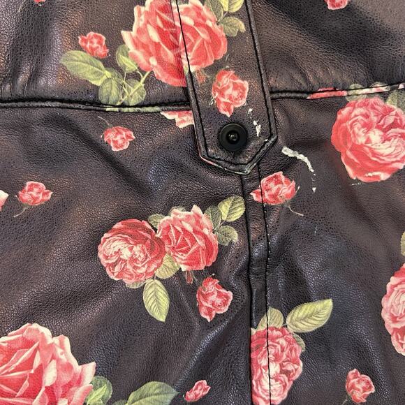 For Love And Lemons Wren Mini Skirt Roses, Faux Leather, Romantic Sexy, SZ M - Picture 6 of 10
